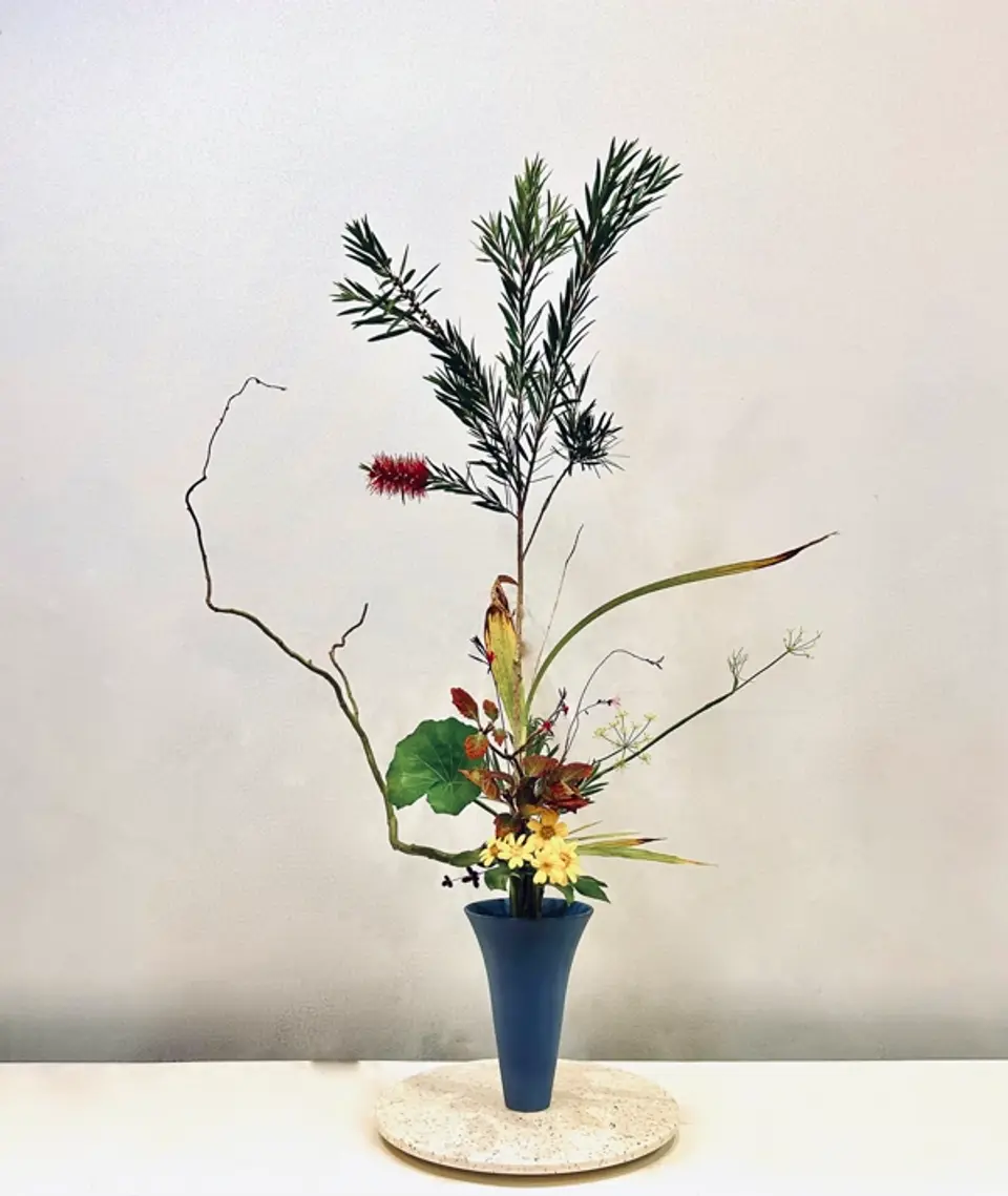 Rikka Shinputai Ikebana arrangement by Valerie Fontanier, April 2024
