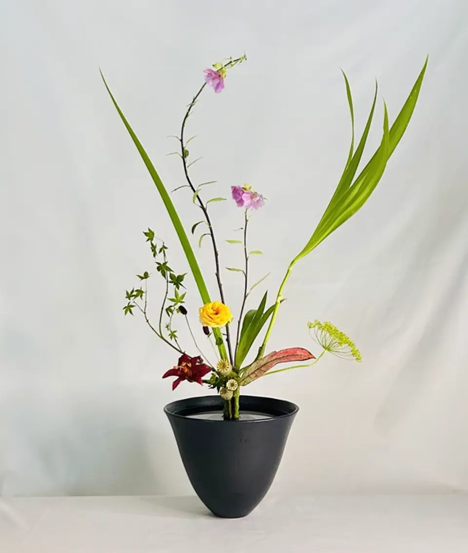 Rikka Shinputai Ikebana arrangement by Valerie Fontanier, May 2025
