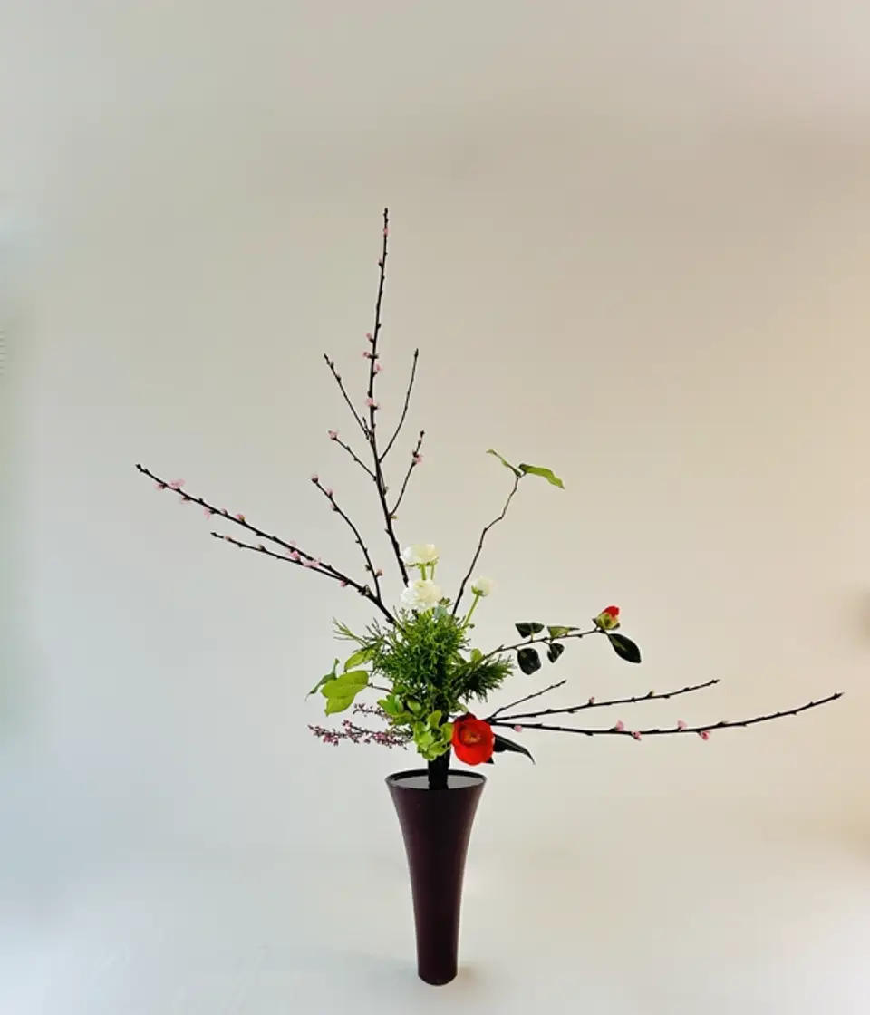 Rikka Shofutai Ikebana arrangement by Valerie Fontanier, May 2025