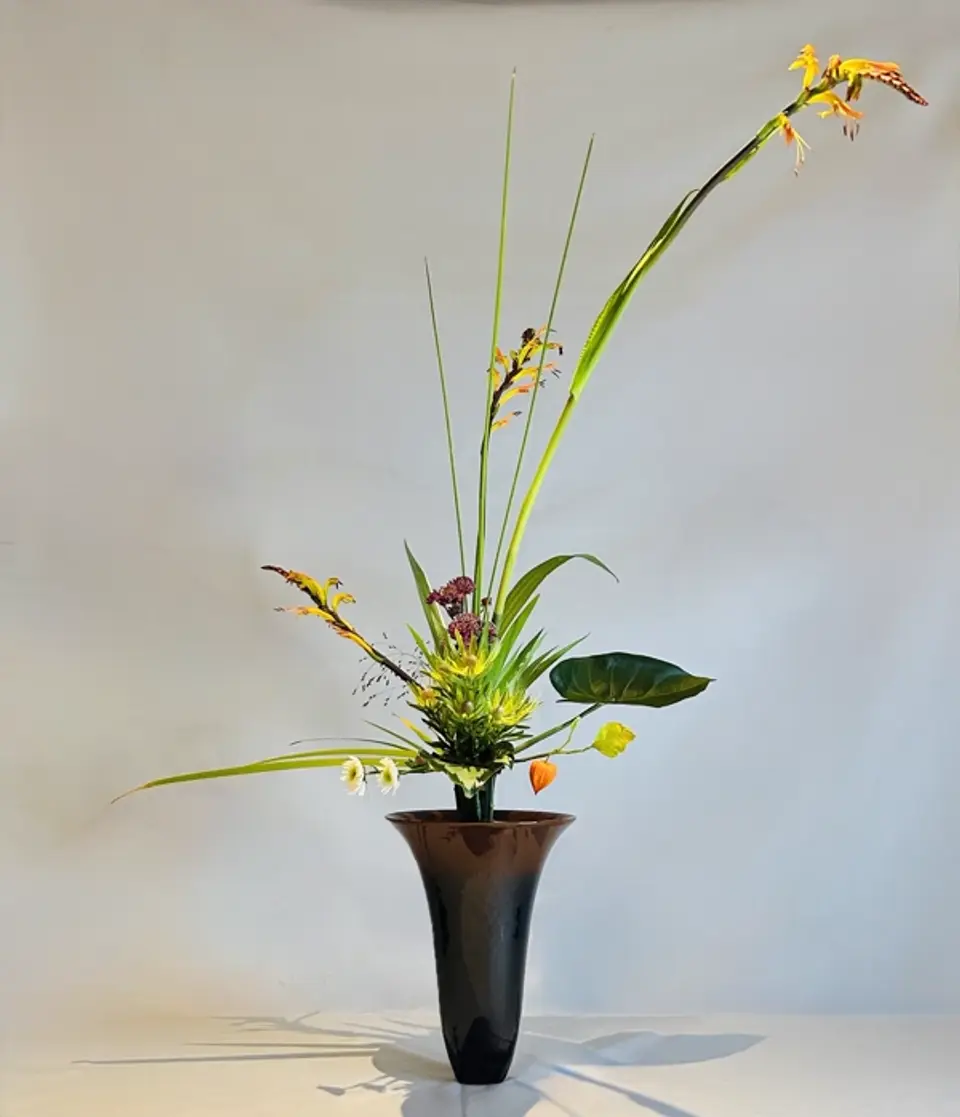Rikka Shofutai Ikebana arrangement by Valerie Fontanier, October 2023